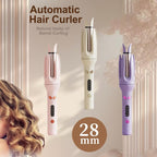 INK-EEZE purple automatic hair curler angled view showing the smart hair entry slot design