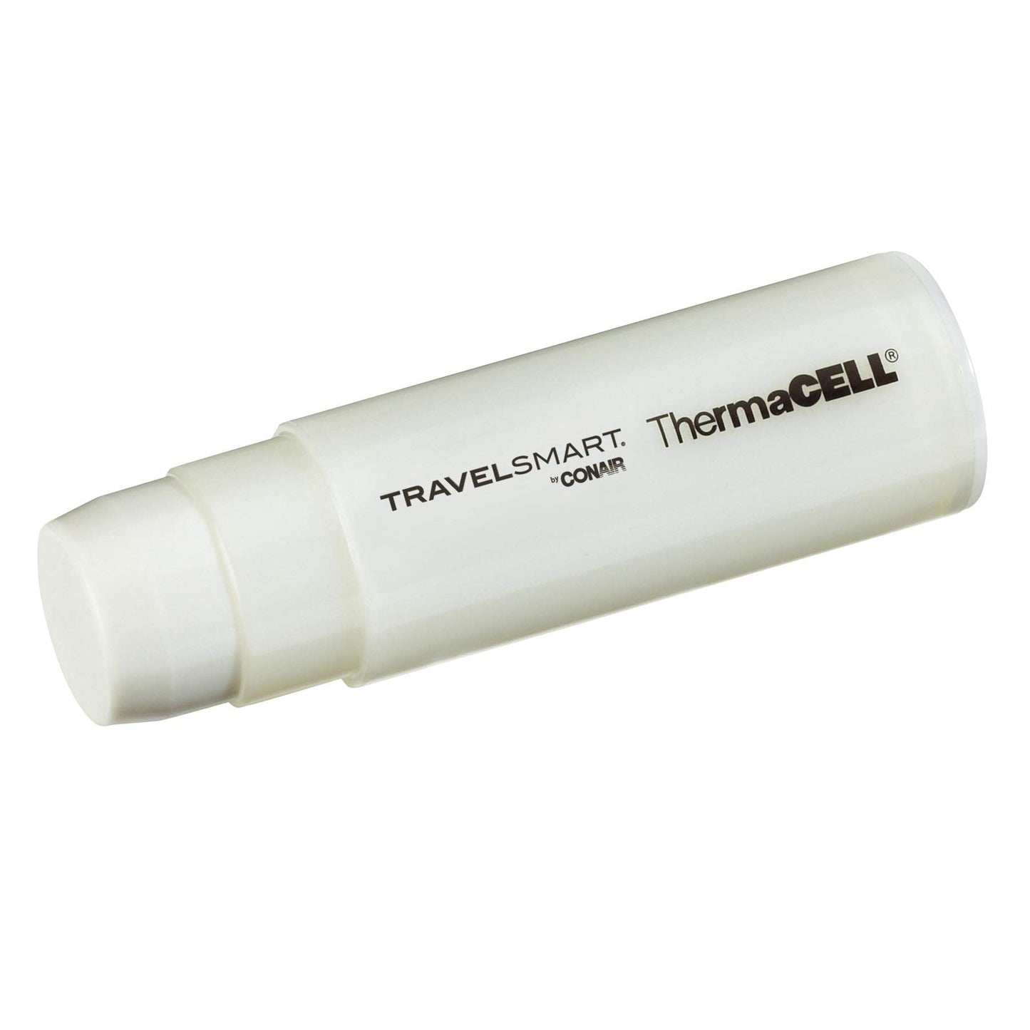Two white replacement butane gas cartridges by Conair for travel curling irons