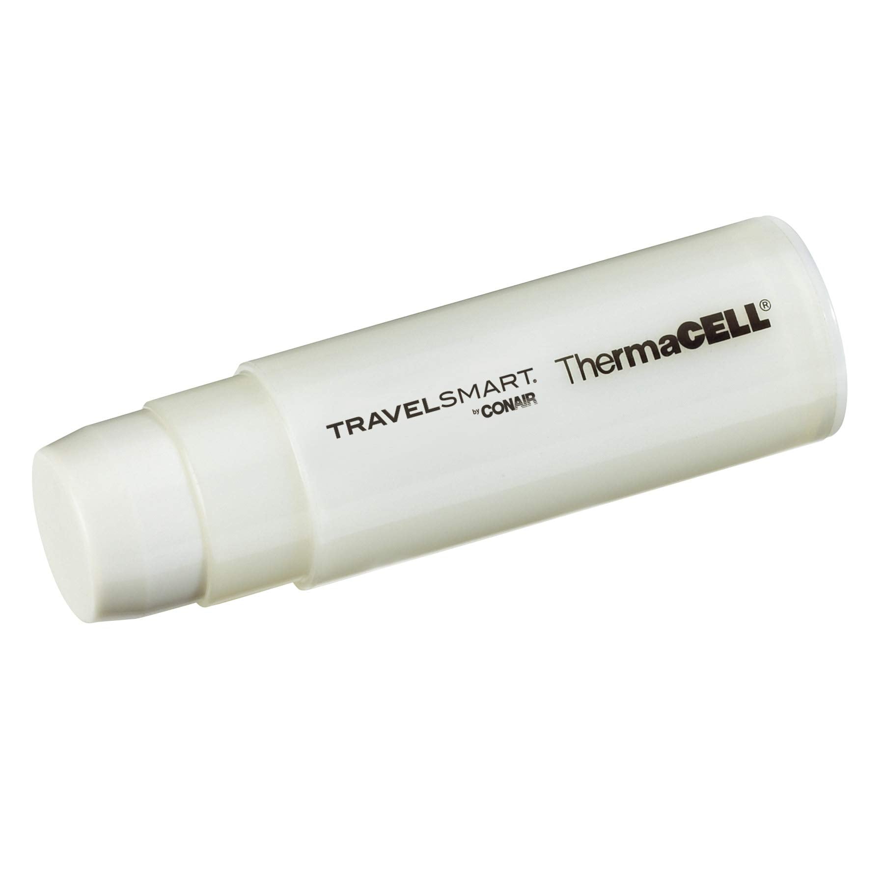 Two white replacement butane gas cartridges by Conair for travel curling irons