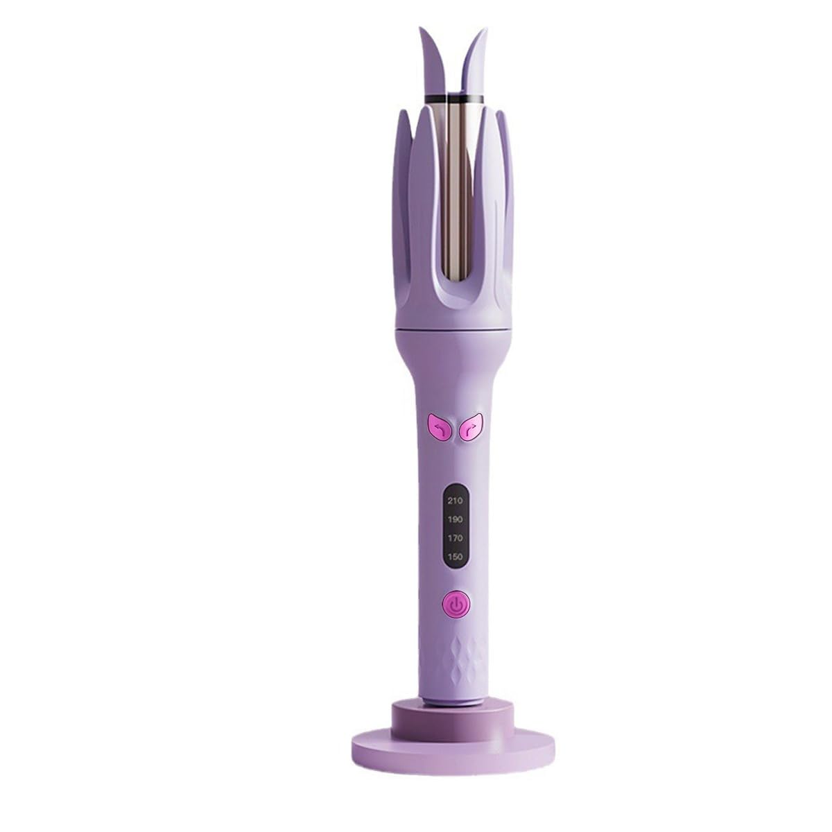INK-EEZE automatic hair curler purple model highlighting the swivel power cord connection