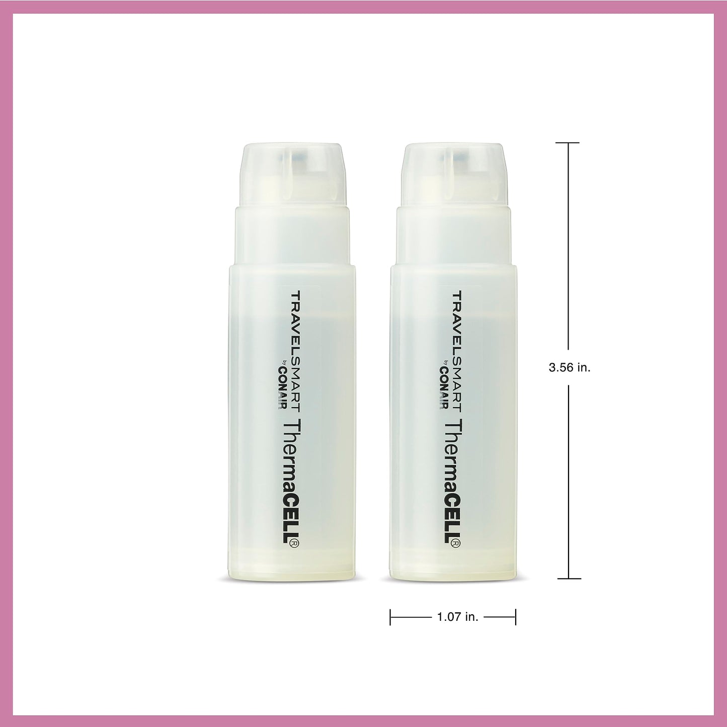 Side view showing portable size of cordless curling iron gas cartridges