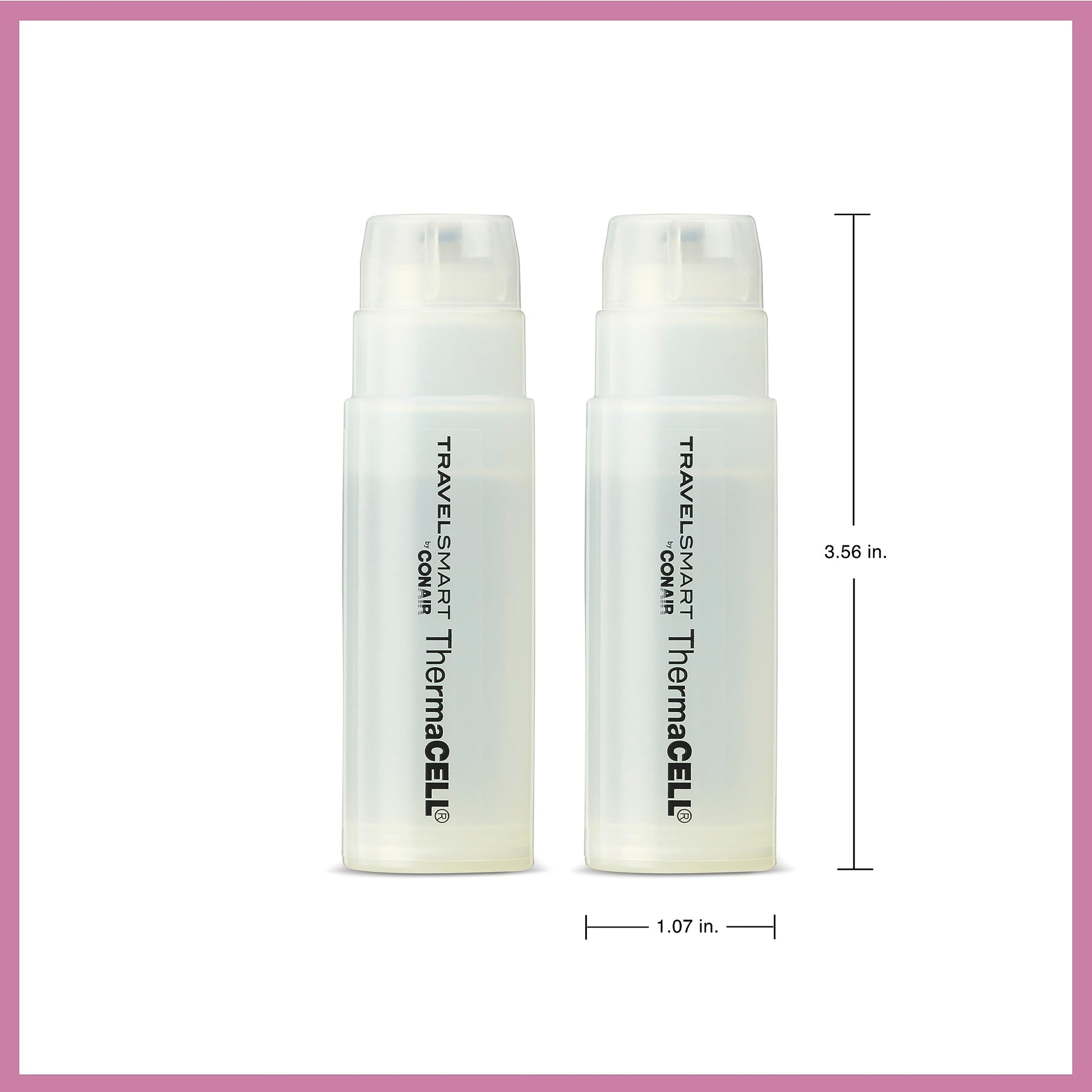 Side view showing portable size of cordless curling iron gas cartridges