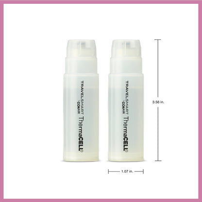 Side view showing portable size of cordless curling iron gas cartridges