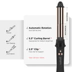 Prizm big curler demonstrating the directional control buttons for automatic styling.