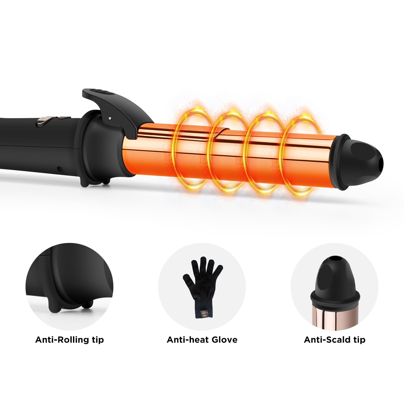 Prizm negative ion hair wand emphasizing the sleek design and premium build quality.