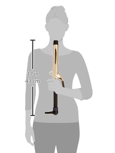 Side profile of the Hot Tools 24K gold extra long curling iron and wand for long hair.