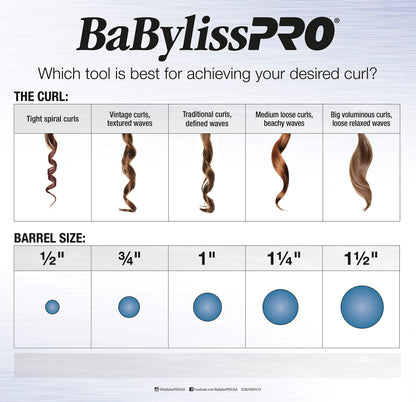 BaBylissPRO authentic imported ceramic hair iron packaging details for multiple hair types