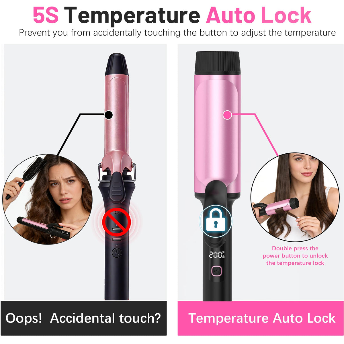 Casavok dual voltage curling iron with hair clips included in the box packaging.