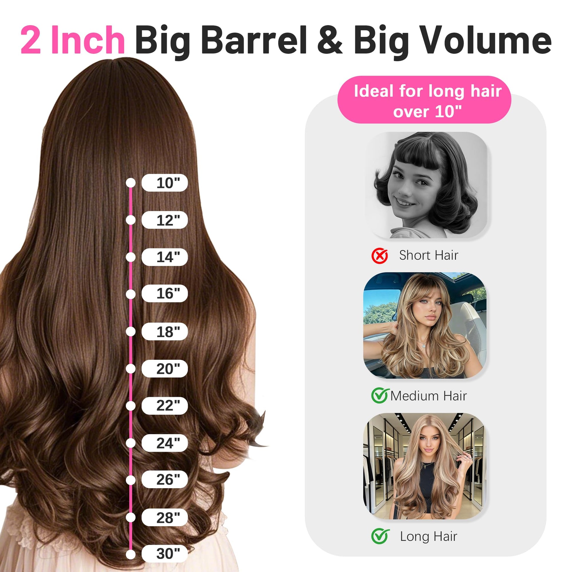 Side view of the Casavok two inch hair curler highlighting the ergonomic handle.