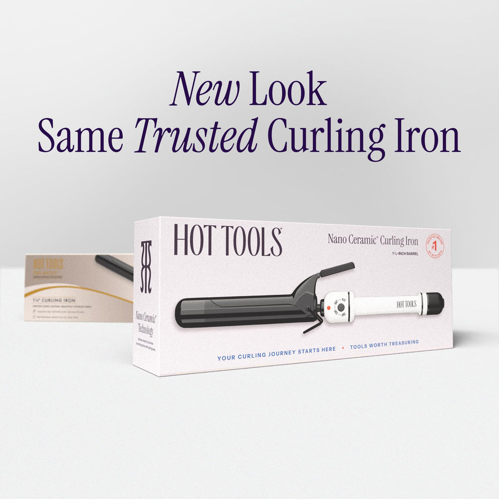 Hot Tools one inch curling iron packaged box view demonstrating authentic product features.