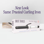 Hot Tools one inch curling iron packaged box view demonstrating authentic product features.