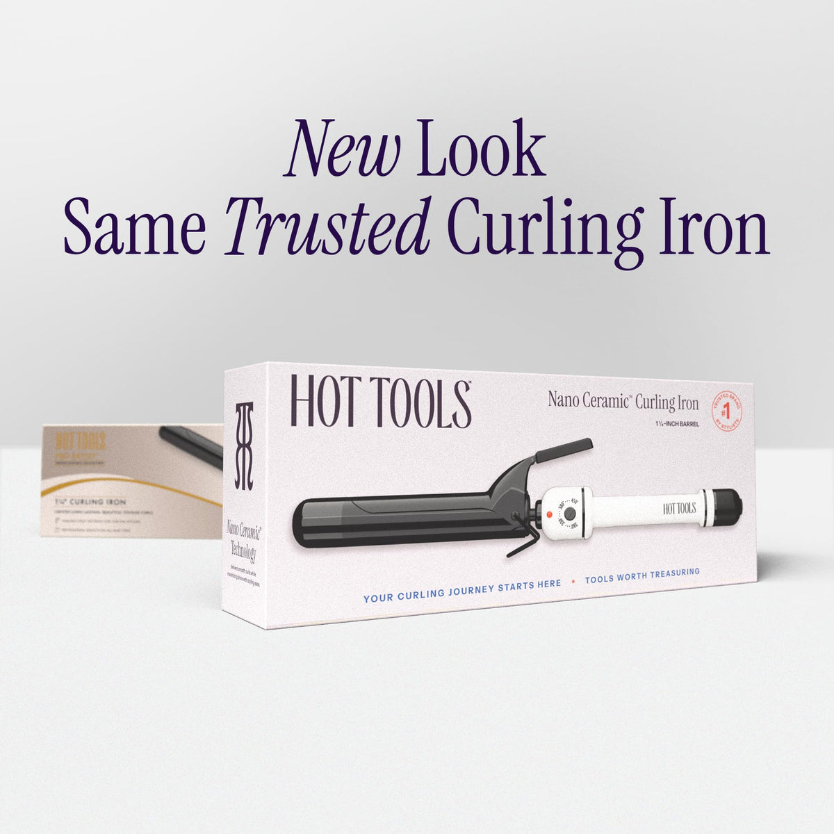 Hot Tools one inch curling iron packaged box view demonstrating authentic product features.