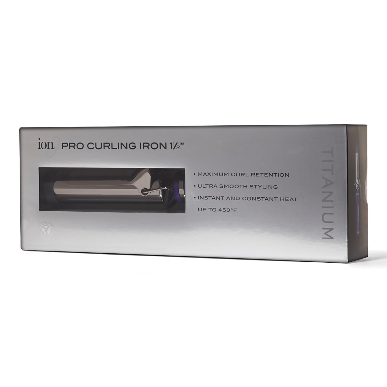 Ion Titanium Pro professional hair tool showing the ceramic heater barrel and power cord connectivity