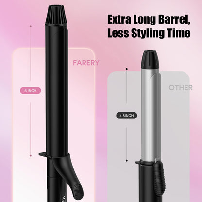 Farery long barrel hair curler with the included two crocodile clips and silicone insulation pad