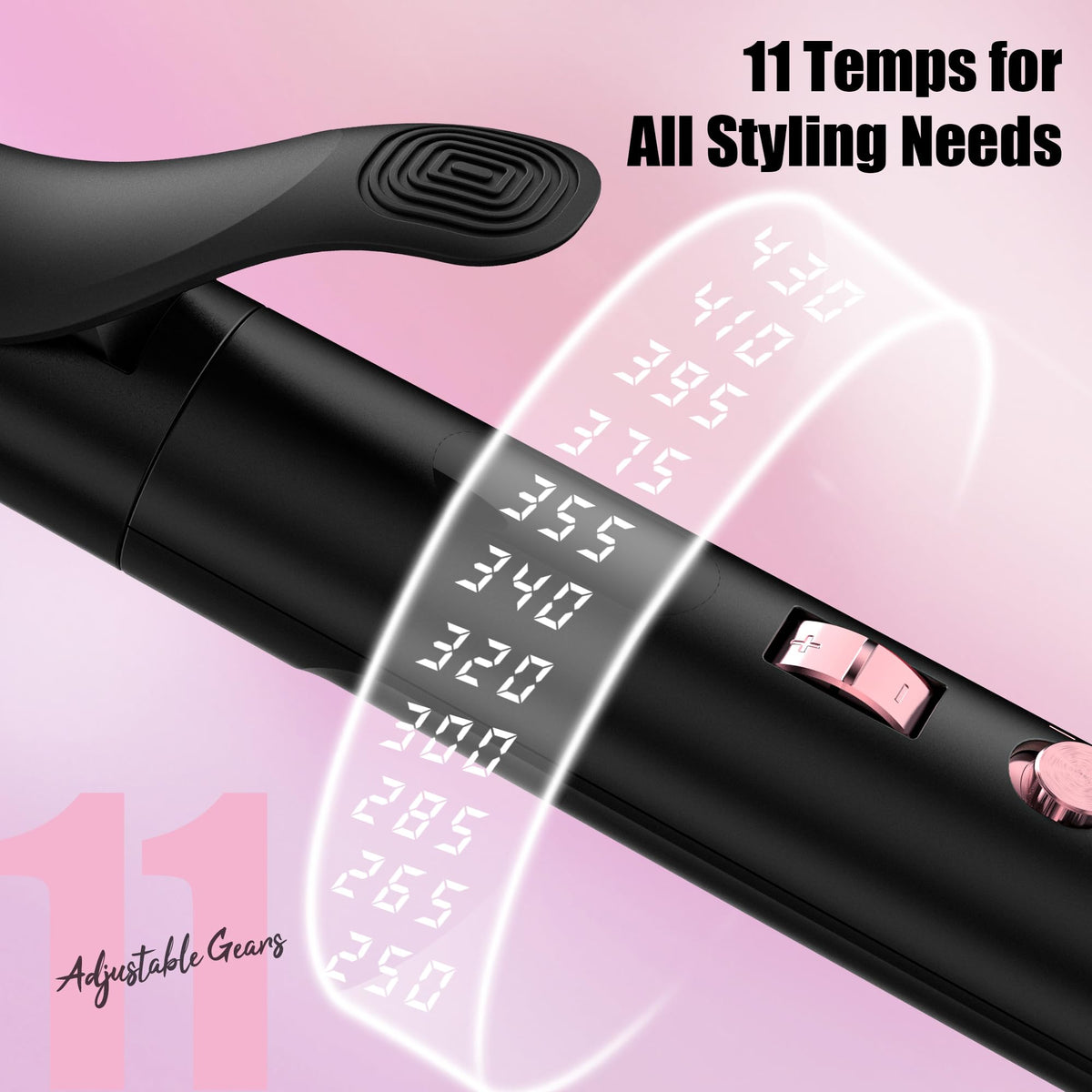 Farery professional curling wand demonstrating the three hundred and sixty degree swivel power cord