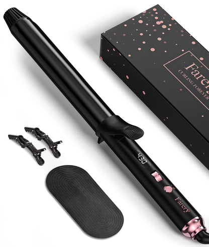 Side view of the Farery 1.25 inch hair curler showing the raised clamp design for secure holding