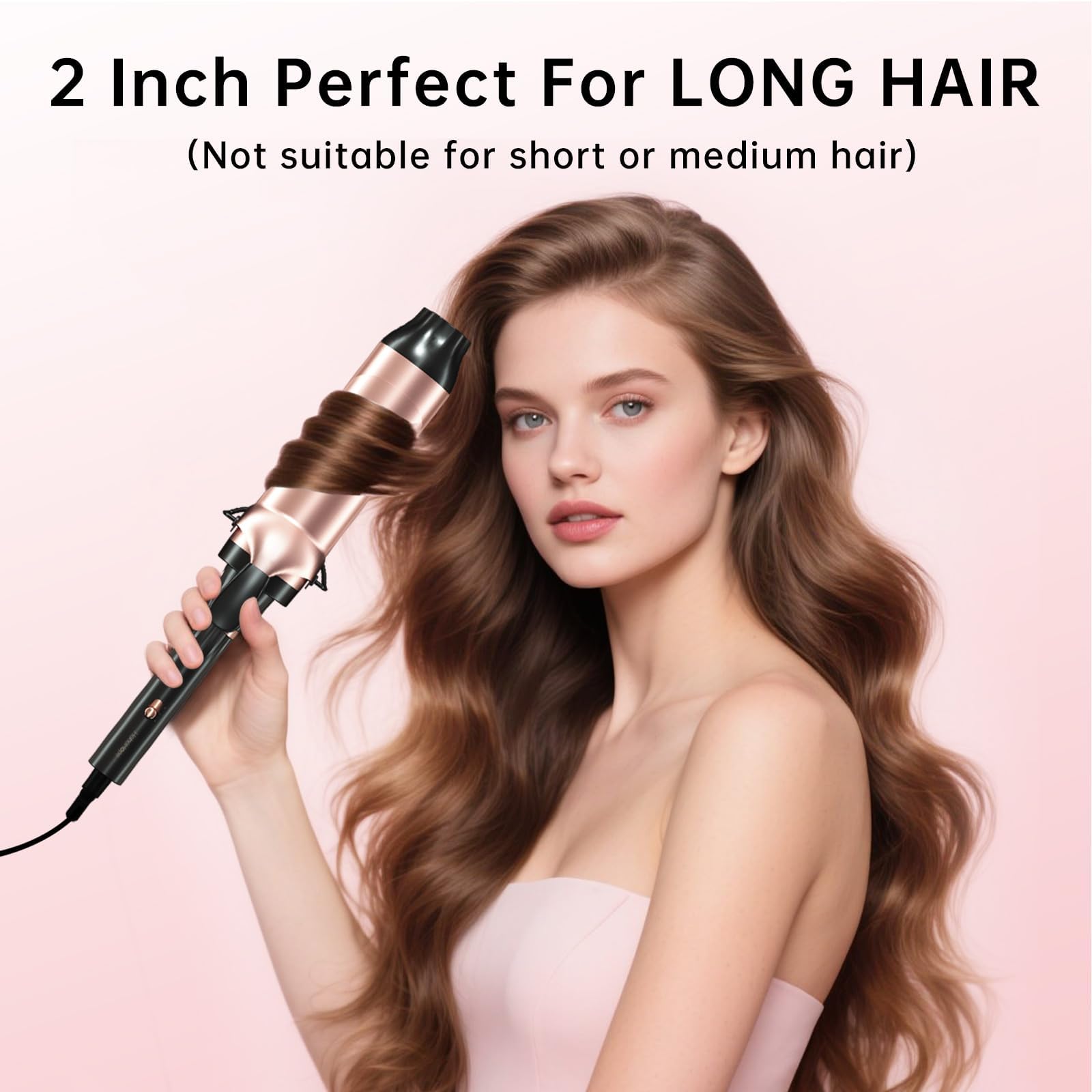 Close up of the adjustable heat settings on the Hahahope large barrel curling wand handle.
