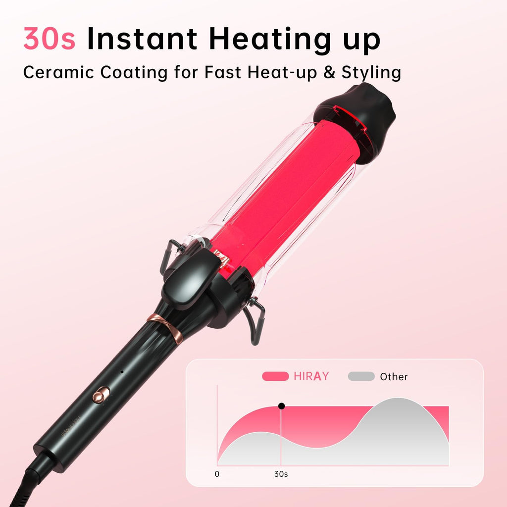 Hahahope professional curling wand demonstrating the anti scald cool tip for safe two handed styling.