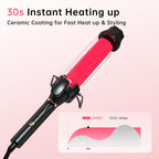 Hahahope professional curling wand demonstrating the anti scald cool tip for safe two handed styling.