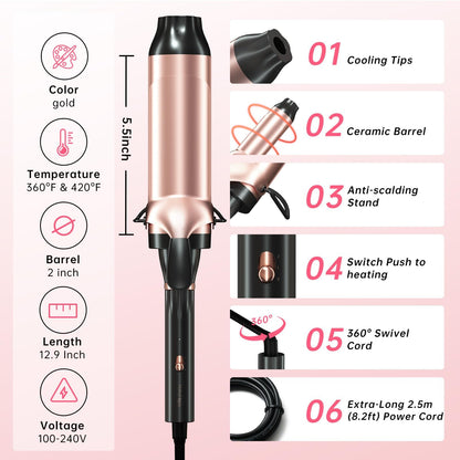 The dual voltage power cord connection on the base of the Hahahope hair curler tool.