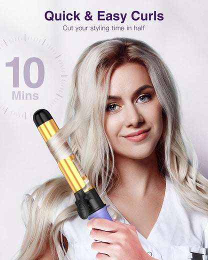 ZAVAREA automatic hair curler illustrating the arrow direction buttons and digital temperature display