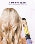ZAVAREA one and one quarter inch hair curler close up of the gold ceramic styling surface
