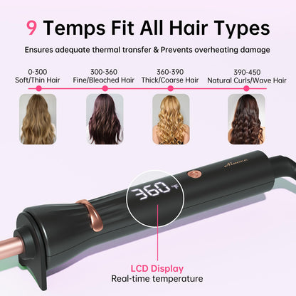 AIMSEE professional skinny curling iron showing the full 360 degree swivel power cord