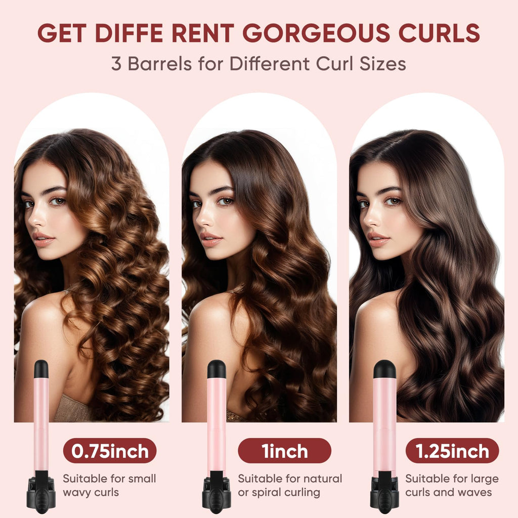Abner automatic curling wand showing the dual arrow rotation buttons and digital temperature display screen