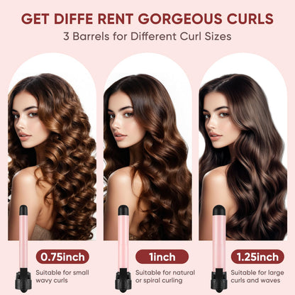 Abner automatic curling wand showing the dual arrow rotation buttons and digital temperature display screen