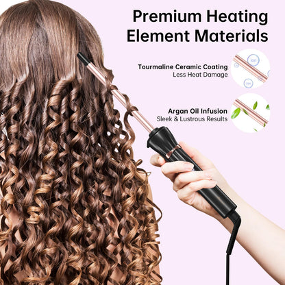AIMSEE argan oil infused ceramic curling wand including safety stand profile