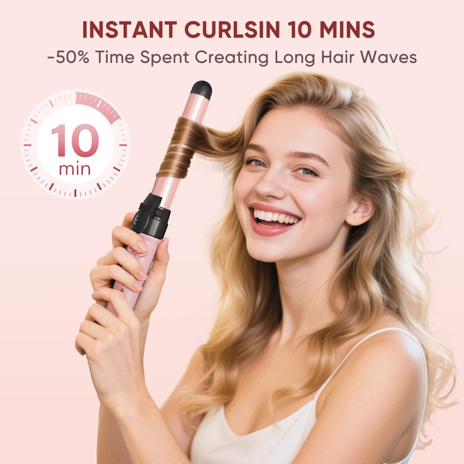 Abner hair curler kit with included heat-resistant glove and two styling clips on a clean background