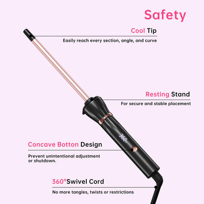 AIMSEE fast heating skinny hair wand showcasing the slim barrel dimensions