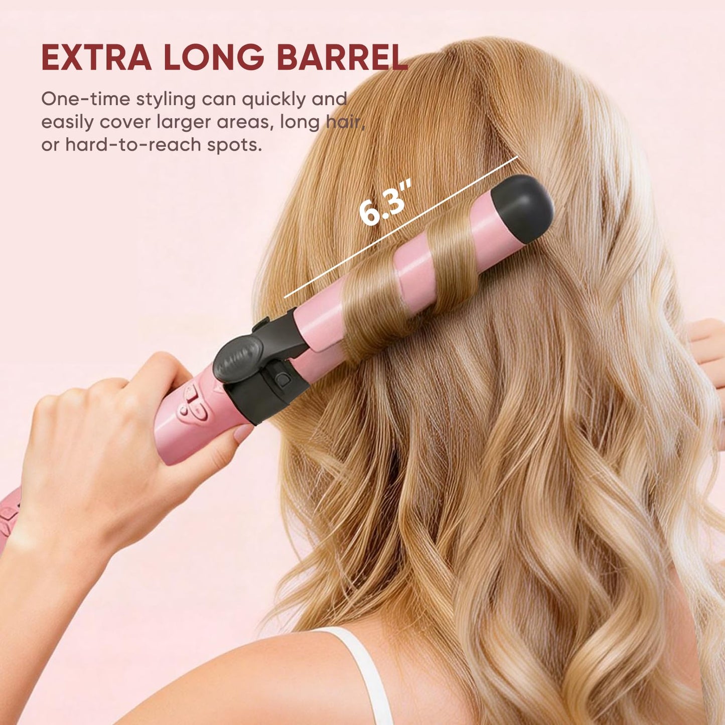 Premium packaging of the Abner USA imported automatic rotating curling iron set for long hair
