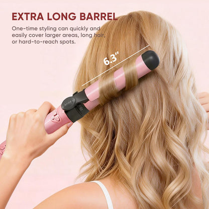 Premium packaging of the Abner USA imported automatic rotating curling iron set for long hair