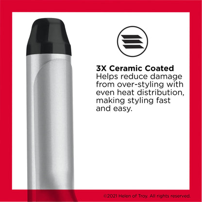 Revlon one and one quarter inch curling iron showcasing the triple ceramic coated barrel