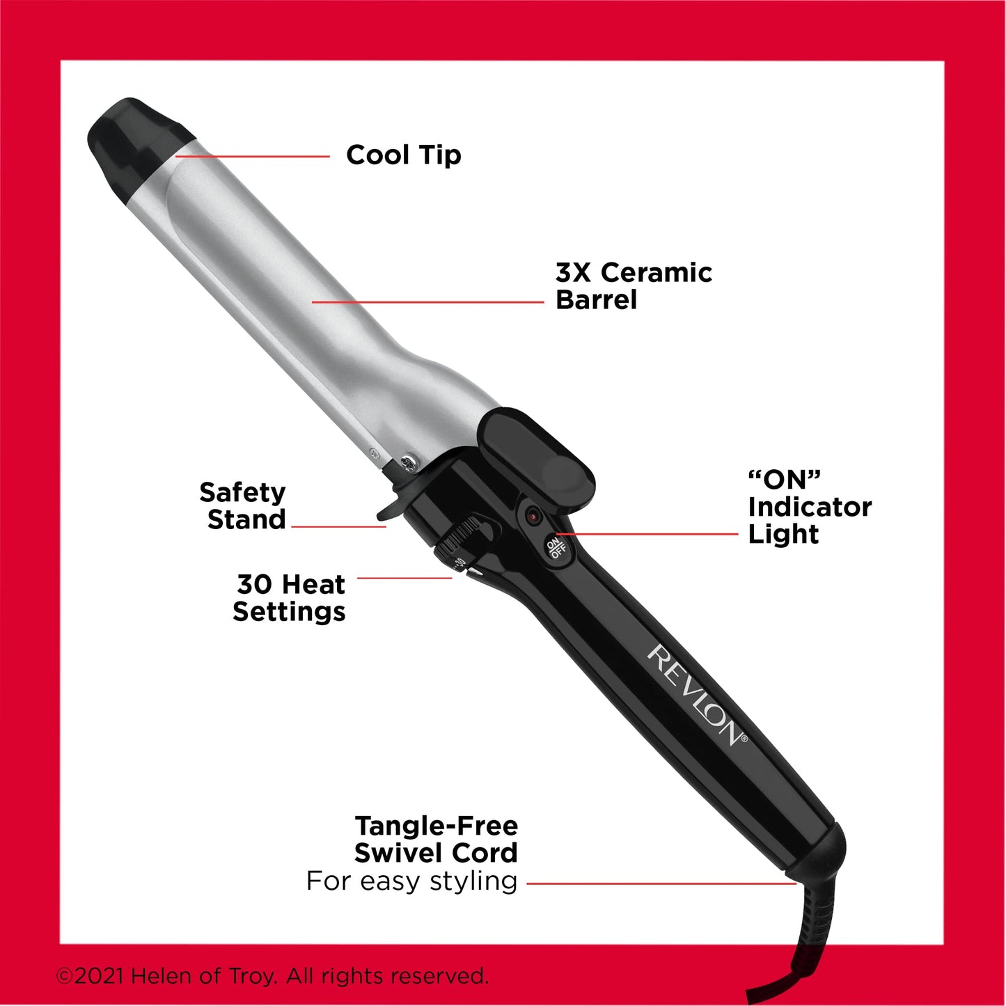 Revlon long lasting loose curls styling tool with safety thumb rest