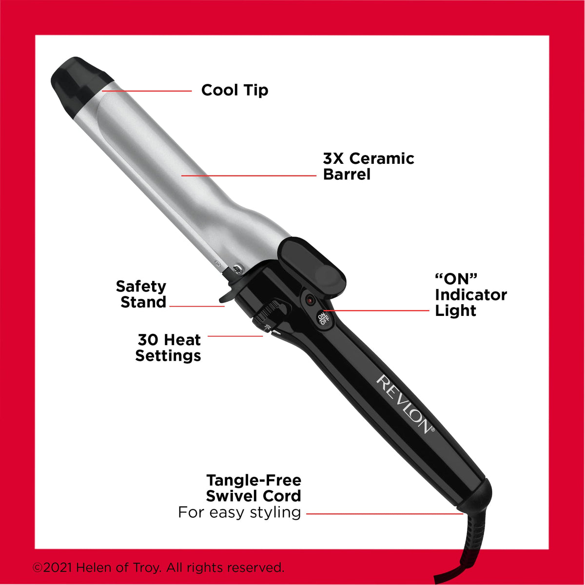 Revlon long lasting loose curls styling tool with safety thumb rest