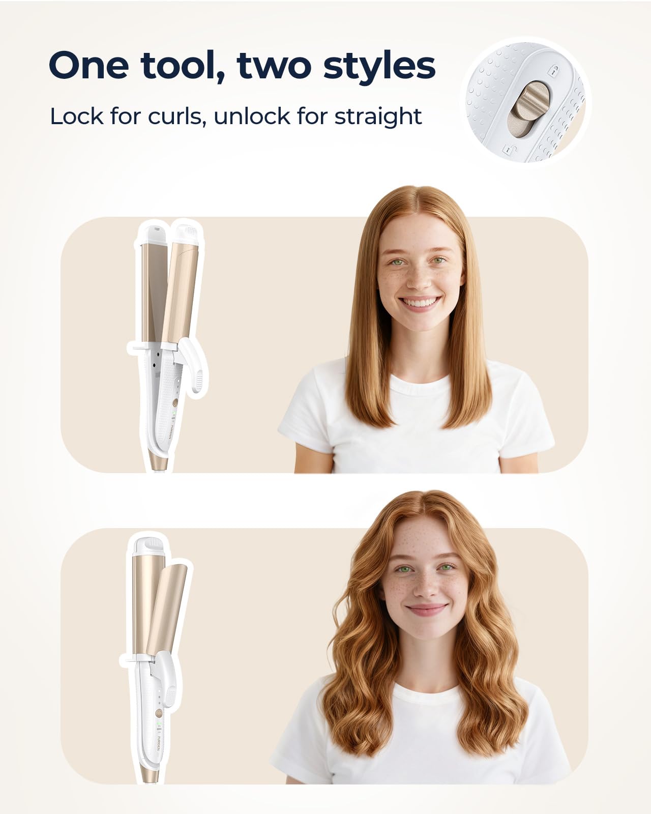 FURIDEN Lite global voltage hair curling iron detailing the UL certified safety power cord