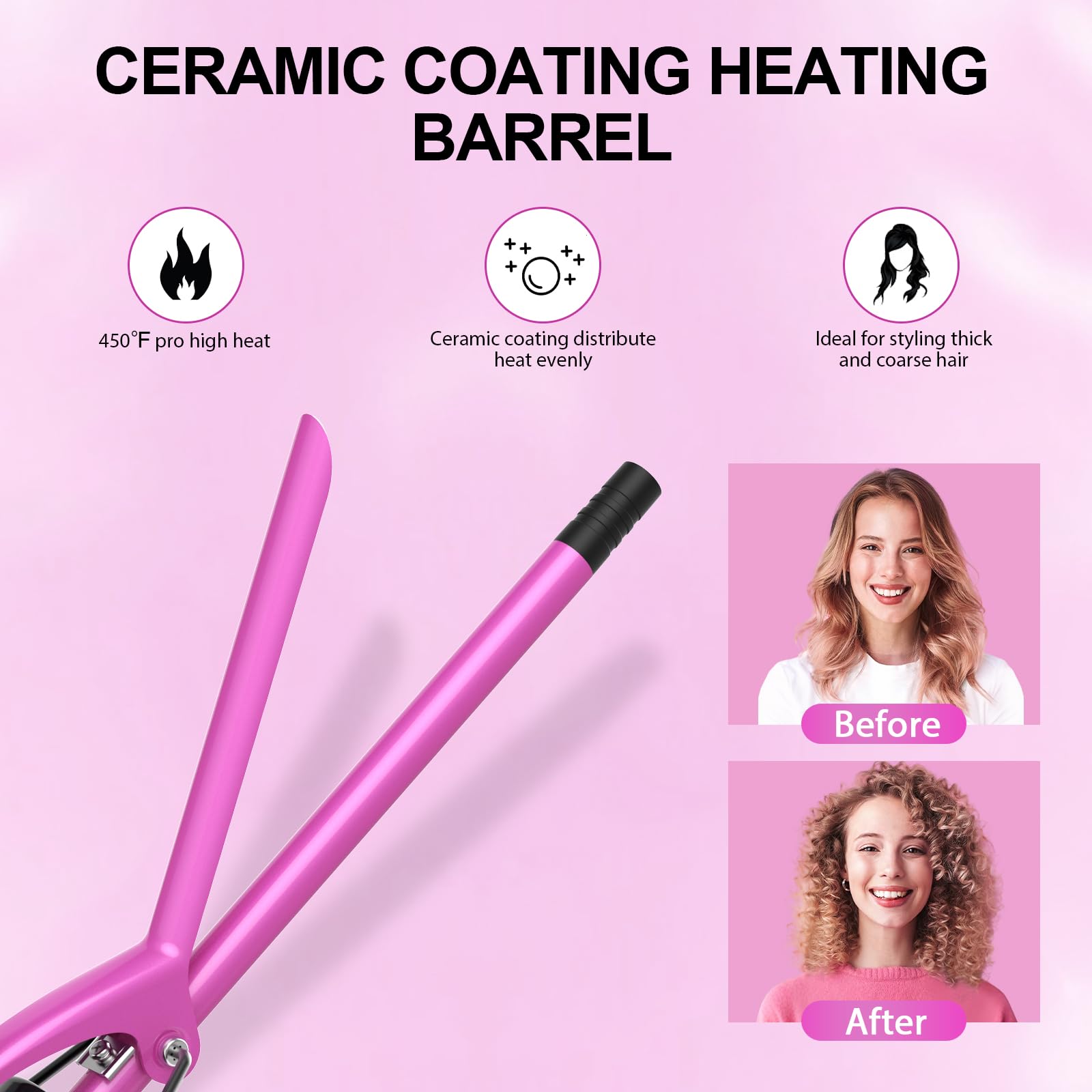 DAN Technology thin curling iron displaying the adjustable temperature switch close up.