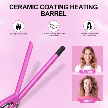 DAN Technology thin curling iron displaying the adjustable temperature switch close up.