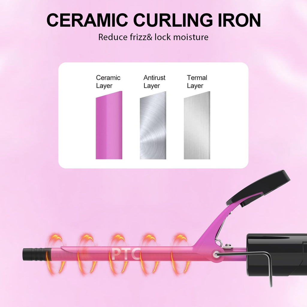 DAN Technology 3/8 inch curling wand highlighting the anti scald cool tip design.