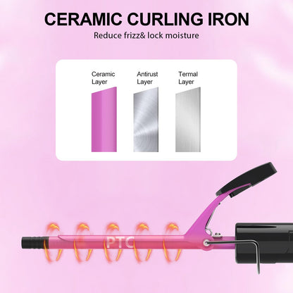 DAN Technology 3/8 inch curling wand highlighting the anti scald cool tip design.