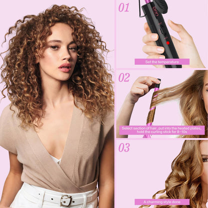 DAN Technology compact ceramic curler showcasing its dual voltage international travel compatibility.