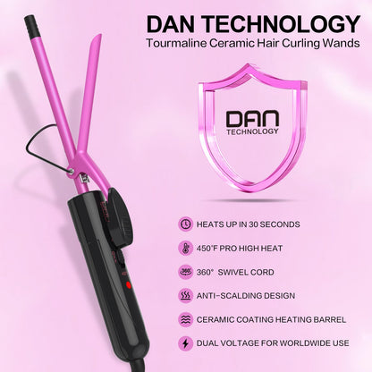 DAN Technology small hair curler tool retail packaging presentation layout.