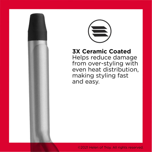 Revlon tight curls hair styling tool showing the temperature control dial and thumb rest details.