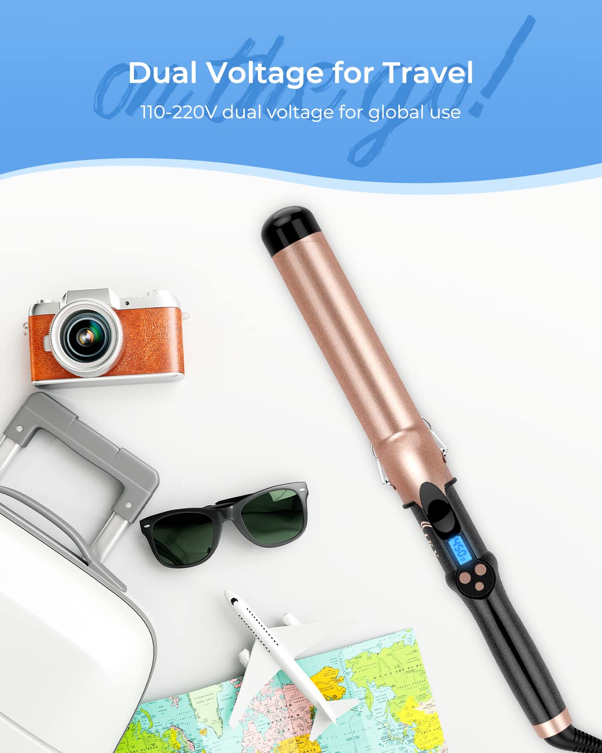 IKV 1.5 inch curling iron packaging and long styling barrel layout