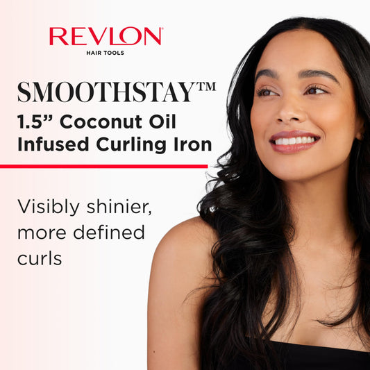 Revlon 1.5 inch barrel curling iron showcasing the digital temperature display window and control buttons