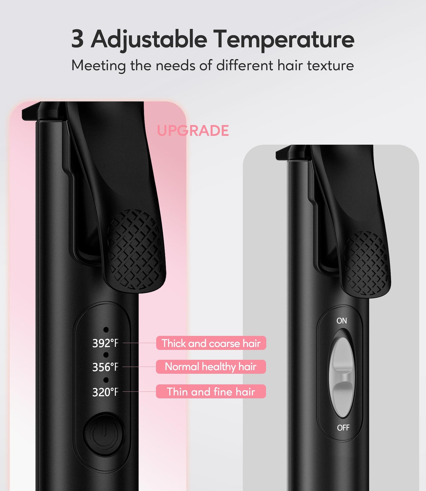 FARERY ceramic curling iron showcasing the keratin and argan oil infused barrel