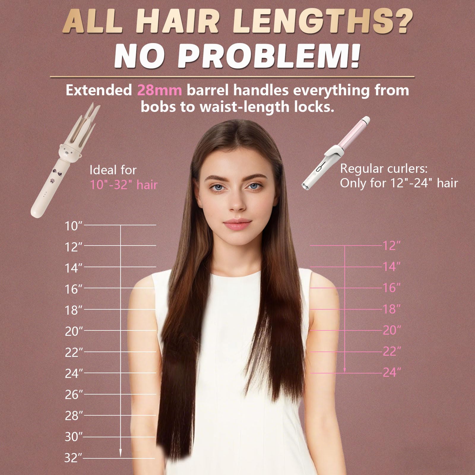 O-CONN automatic hair curler 32mm barrel anti scald protection feature