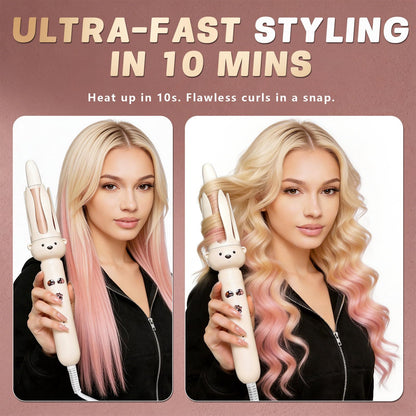 O-CONN automatic rotating ceramic curler ergonomic handle side view